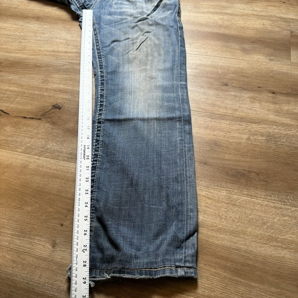 Rock Revival Jeans Mens 33 Richie Straight Leg Thrashed Rockstar Repaired Denim - Picture 12 of 14
